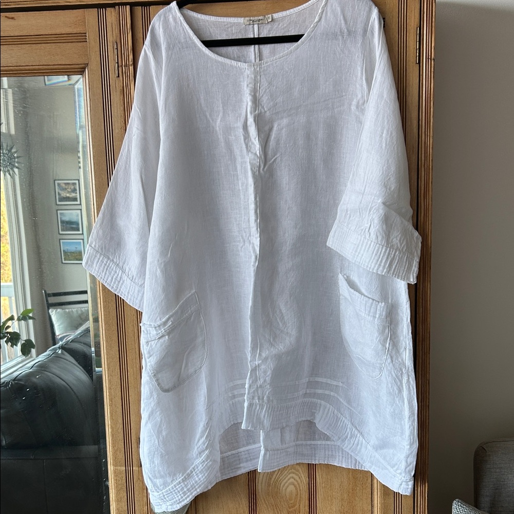 Italian Linen 2X White Linen Women's Top/tunic/dress